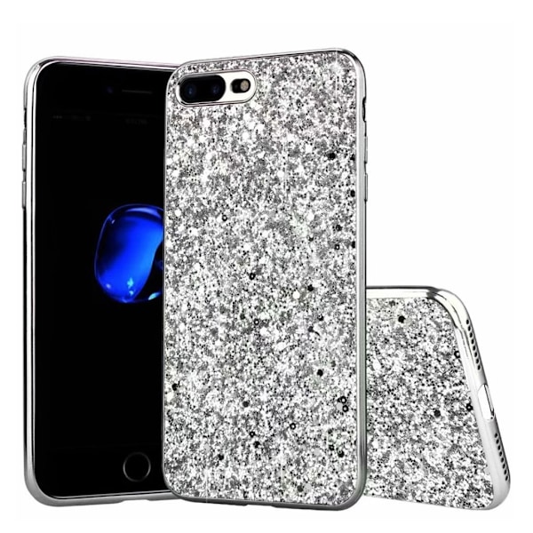 Glitter iPhone SE 2020 deksel - Sølv Silver grey