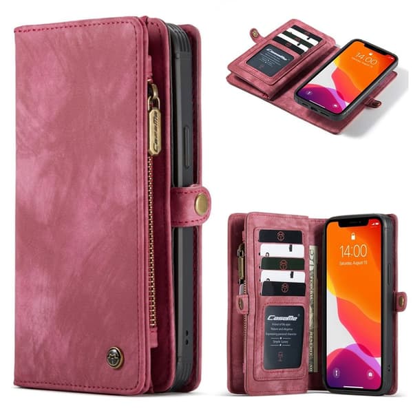 CaseMe iPhone 12 Mini Lommebok med Glidelås - Rød Red