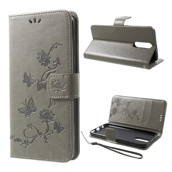 Huawei Mate 10 Lite Etui laget av kunstlær og silikon - Grått Silver grey