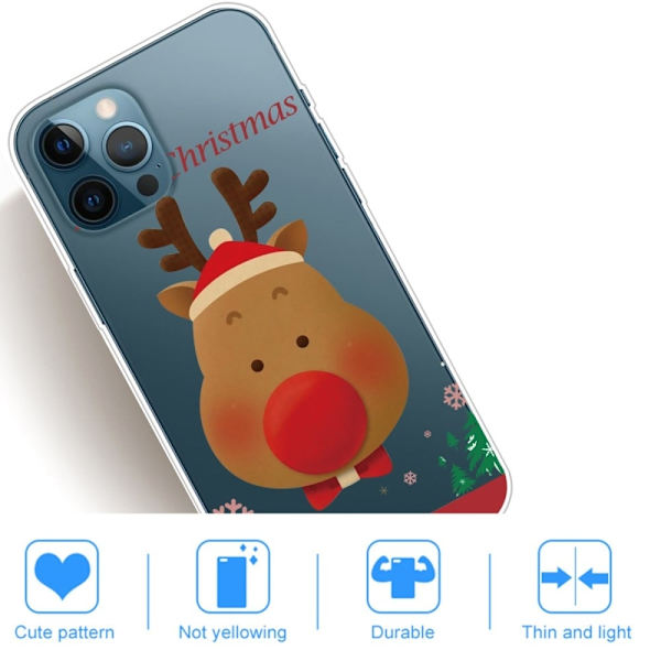 Julfodral till iPhone 14 Pro - Renar Med Rosetter Röd