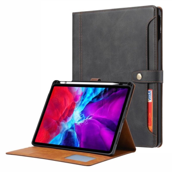 iPad Pro 12.9 (2021) wallet design leather flip case with pen sl Svart