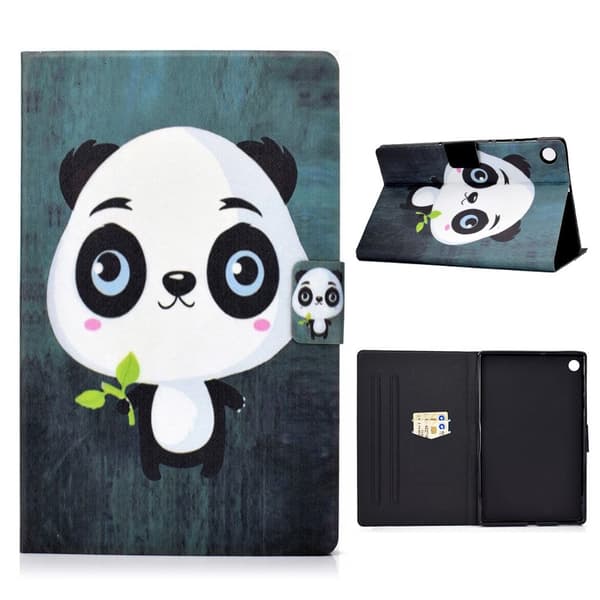 Lenovo Tab M10 FHD Plus Cool Mønster Lær Flippetui - Panda Multicolor