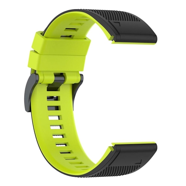 26mm kaksivärinen kuvioitu silikoninen kellohihna Garmin-kelloon - Musta / Lime Green