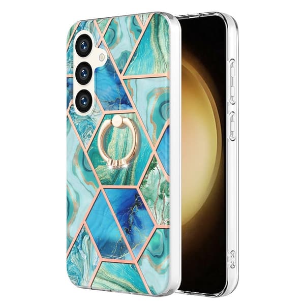 Marmormönstrat Samsung Galaxy S24 Plus skal med ringhållare Grön
