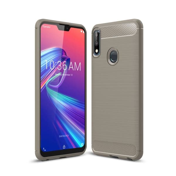 Asus ZenFone Max Pro (M2) hiilikuitu pintainen harjattu suojakotelo - Harmaa Silver grey