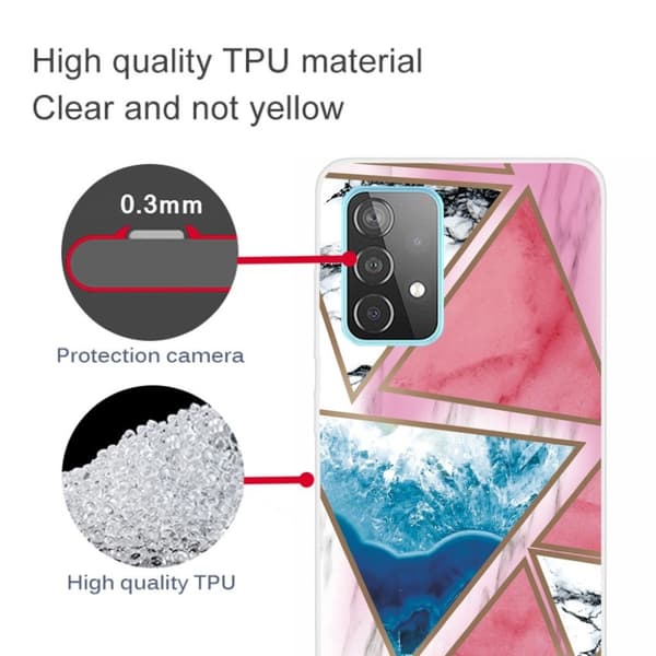 Marble Samsung Galaxy A52 5G Etui - Hvit / Blå / Rose Trekant Multicolor