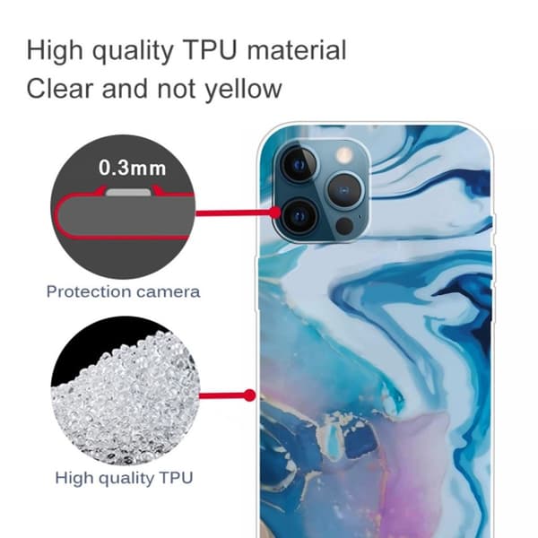Marble iPhone 13 Pro Suojakotelo - Sininen Splash Multicolor