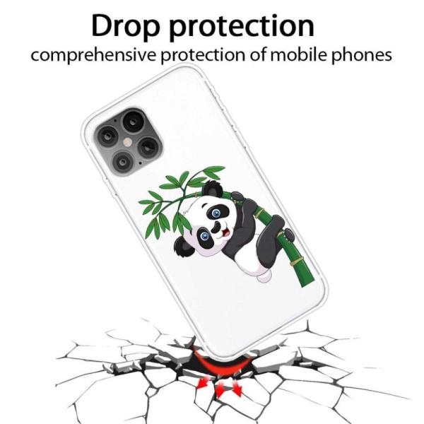 Deco iPhone 12 Pro / iPhone 12 skal - Panda Klättrar På Bambu Vit