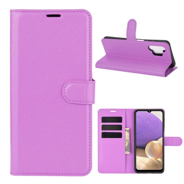 Klassisk Samsung Galaxy A32 flip etui - Lilla Purple