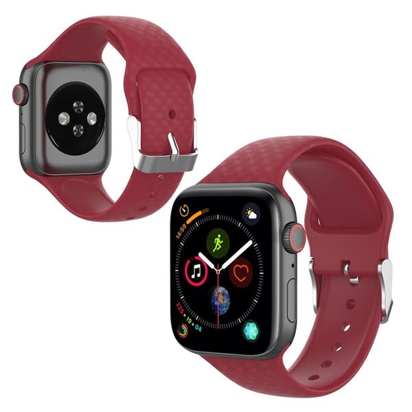 Apple Watch Series 5 44mm 3D Rhinsten silikone Urrem - Rød Red