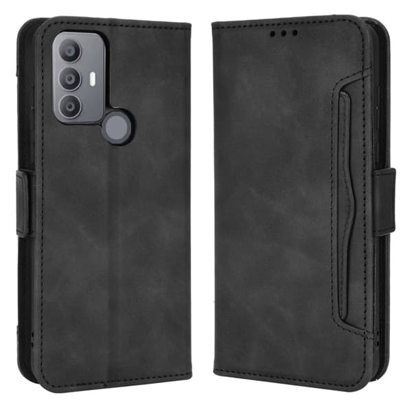 Stilfuldt Læder Etui med Pung til Tcl 306 / 305 / 30e / 30se - Sort Black