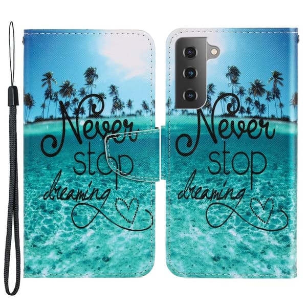 Wonderland Samsung Galaxy S22 Flippetui - Blue Coconut Grove Green