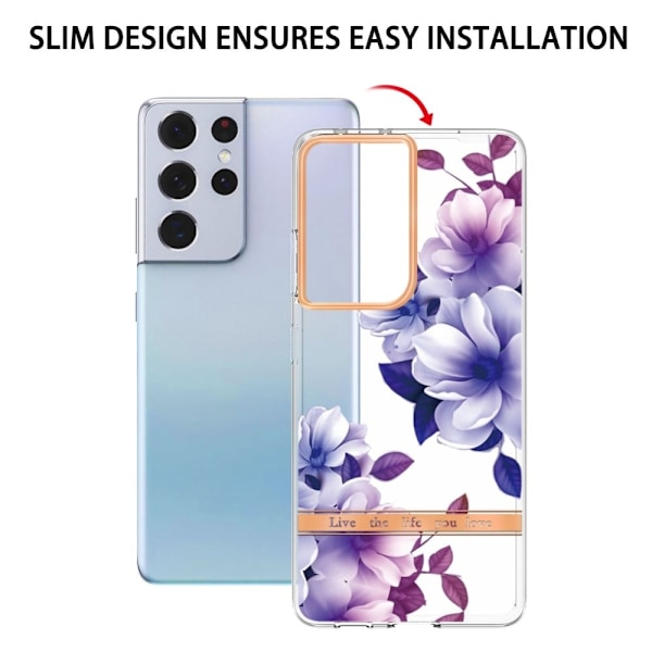 Erittäin ohut ja kestävä pehmeäkantinen Samsung Galaxy S21 Ultra 5G - Violetti Begonia Purple