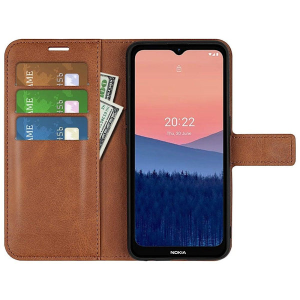 Lompakko Nahkakotelo For Nokia C21 - Vaalean Ruskea Brown