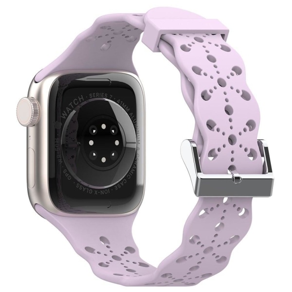 Apple Watch (41mm) flower pattern silicone watch strap - Purple Purple