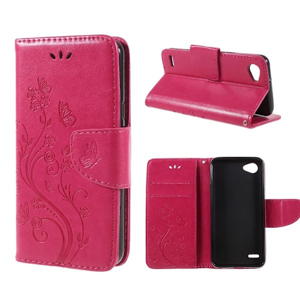Butterfly läder LG Q6 fodral - Rosa Rosa