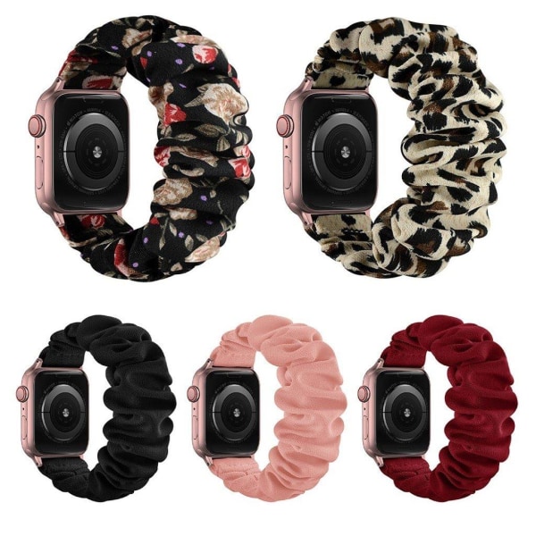 Apple Watch Series 6 / 5 44mm elastisk hårbånd stil urrem - Rose Gold Connector / Rødvin / Størrelse: L Red