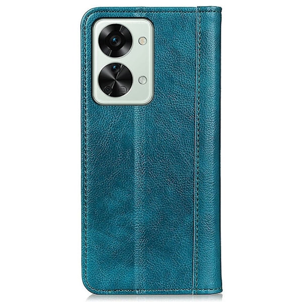 Äkta läder OnePlus Nord 2T fodral med magnetisk stängning Grön