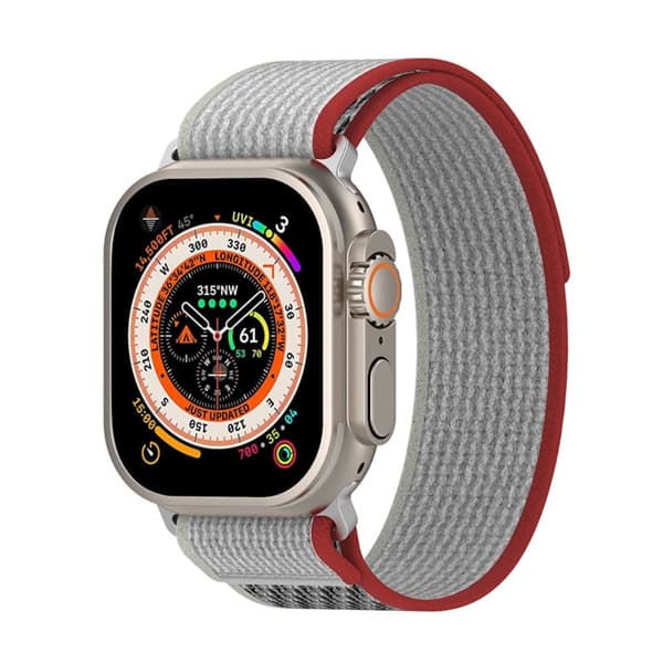 Apple Watch Series 8 (41mm) nylonkellon hihna - Punainen / Harmaa Red