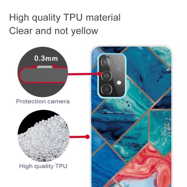 Marble design Samsung Galaxy A32 cover - Blå Og Orange Marmor Blue
