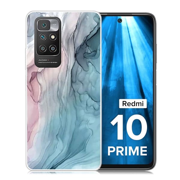 Marble Xiaomi Redmi 10 Prime / Redmi 10 Etui - Rose / Blå Klinkekule Multicolor