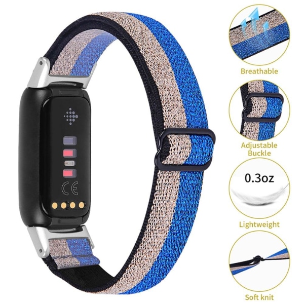 Fitbit Luxe elastic nylon watch strap - Glitter Blue / Silver multifärg