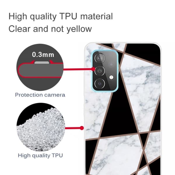 Marble Samsung Galaxy A32 Etui - Fragment Black og Hvit Klinkekule Multicolor