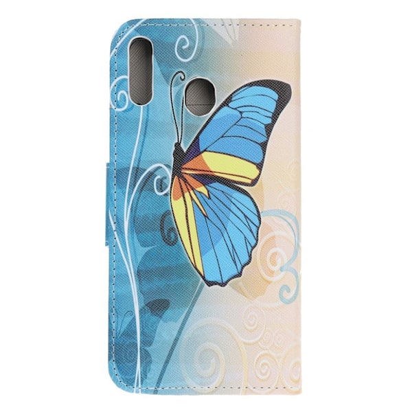 Butterfly läder Samsung Galaxy A40 fodral - Blå Blå