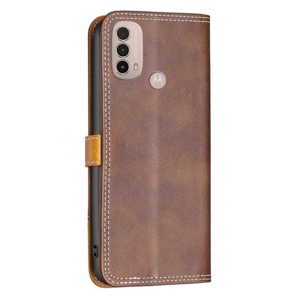 BINFEN kaksivärinen nahkakotelo Motorola Moto E30 / Motorola Moto E40 - Kahvi Brown