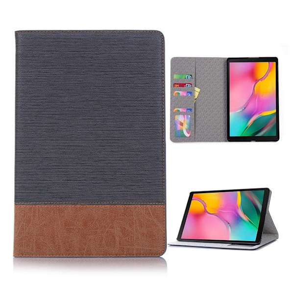 Samsung Galaxy Tab S5e lædercover med splejset krydstekstur - sort Black