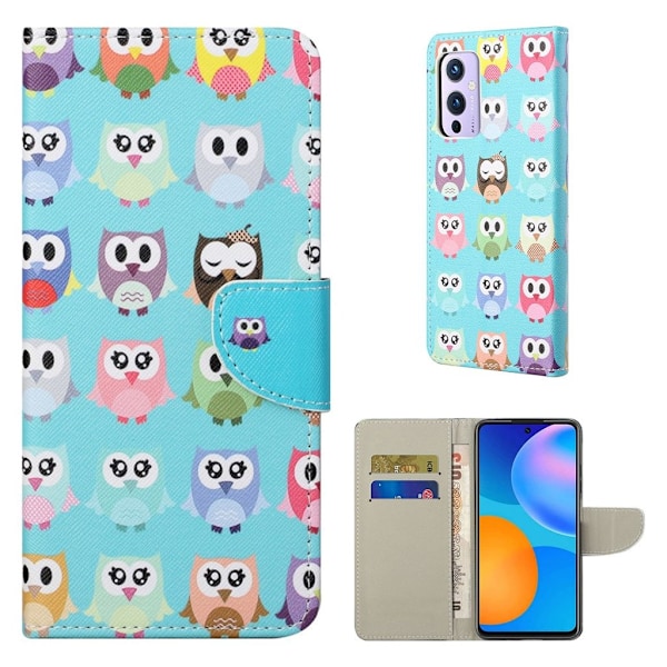 Wonderland OnePlus 9 Flip Etui - Søde Ugler Blue