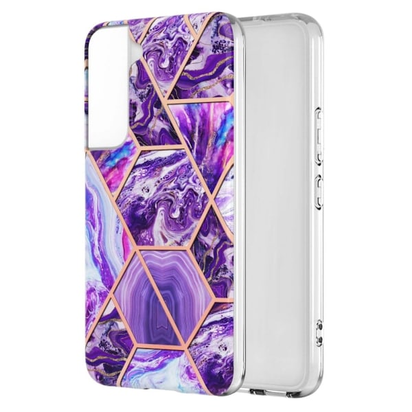 Marble Samsung Galaxy S22 Etui - Mørklilla Purple