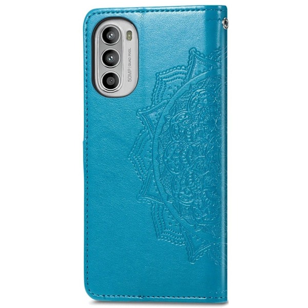 Mandala läder Motorola Moto G52 fodral - Blå Blå