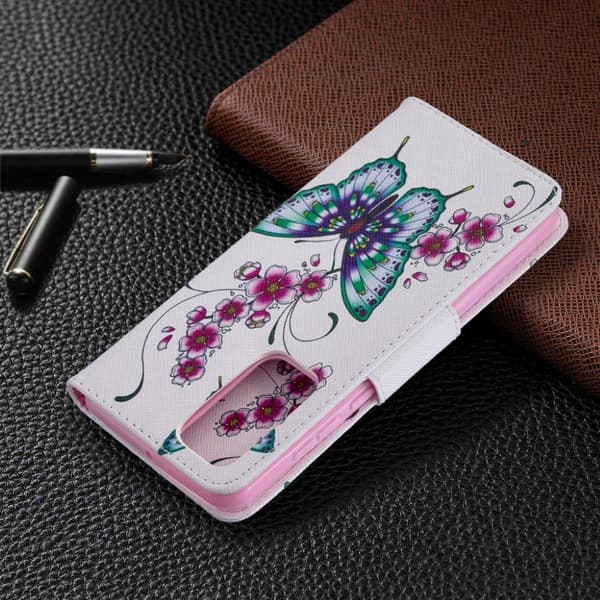 Wonderland Huawei P40 flip etui - Butterfly og blomster Multicolor