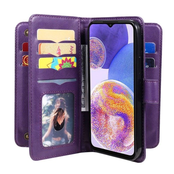 Samsung Galaxy A23 10-paikkainen lompakkokotelo - Violetti Purple