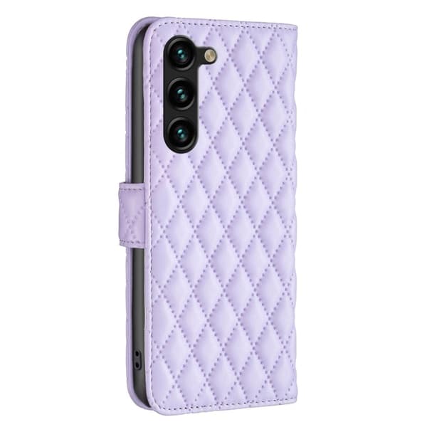 Rombemønster, matt flip-deksel for Samsung Galaxy S23 Plus - Lilla Purple