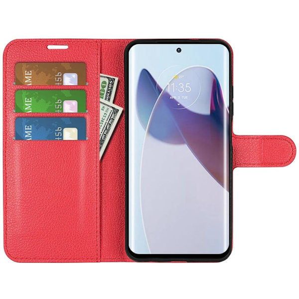 Klassisk Motorola Edge 30 Ultra / X30 Pro Flip Etui - Rød Red