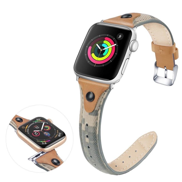 Apple Watch Series 5 / 4 40mm aidosta nahasta valmistettu kellonauha - Naamiointi / Ruskea Brown