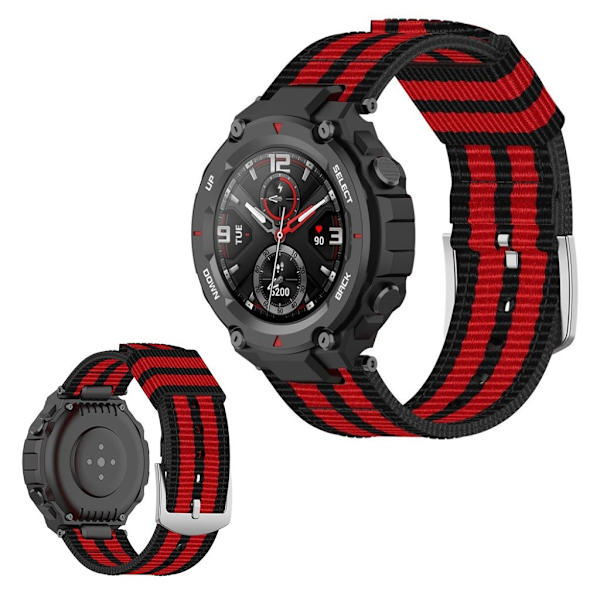 Amazfit T-Rex nylonvævet urrem - Sort / Rød / Sort / Rød / Sort Red
