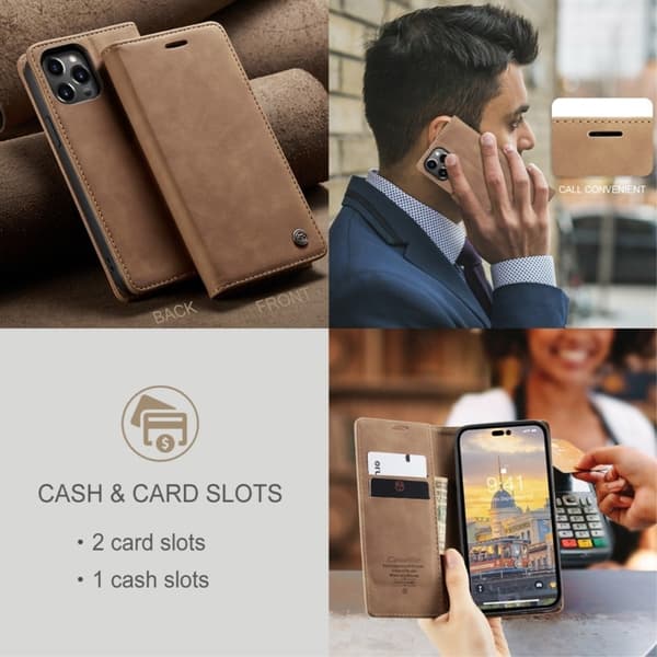 CaseMe iPhone 14 Pro vintage etui - Brun Brown