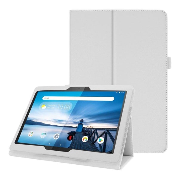 Lenovo Tab M10 litchi tekstuuri nahkakotelo - Valkoinen White