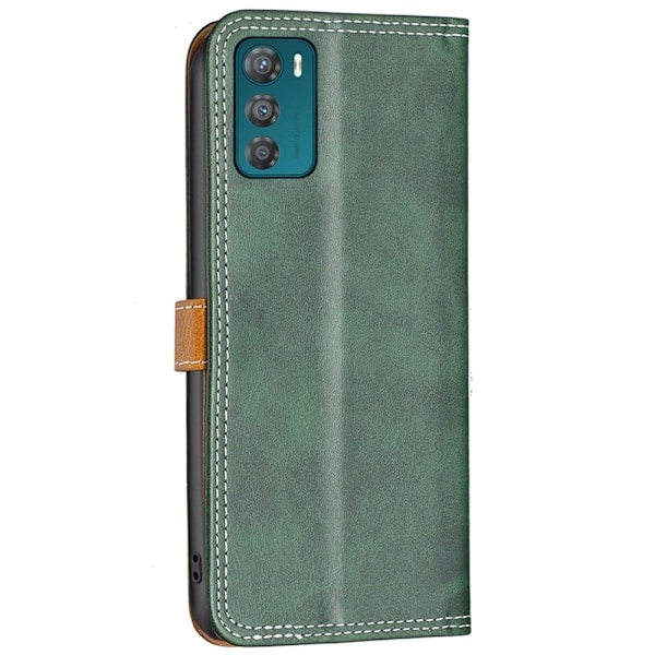 BINFEN tvåfärgat läder Motorola Moto G42 fodral - Grön Grön