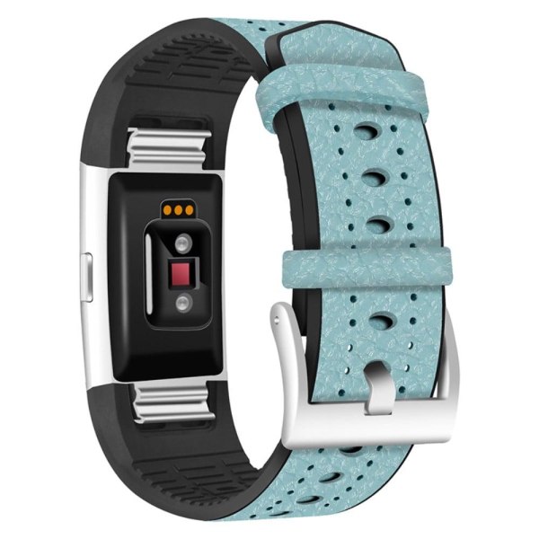 Fitbit Charge 2 cowhide leather watch strap - Blue Blue