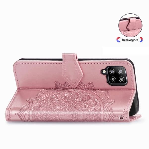 Mandala Samsung Galaxy A42 5G nahkakotelo - Ruusukulta Pink