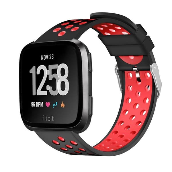 Fitbit Versa klockarmband silikon dubbelfärgad - Röd och svart multifärg