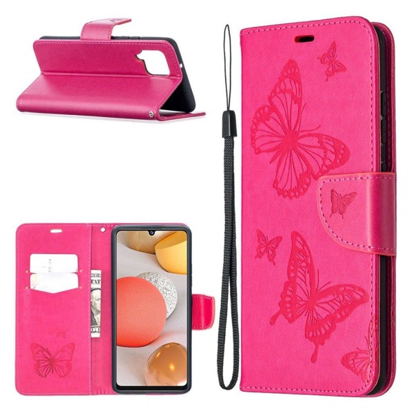 Butterfly Samsung Galaxy A42 5g Flip Etui - Rose Pink