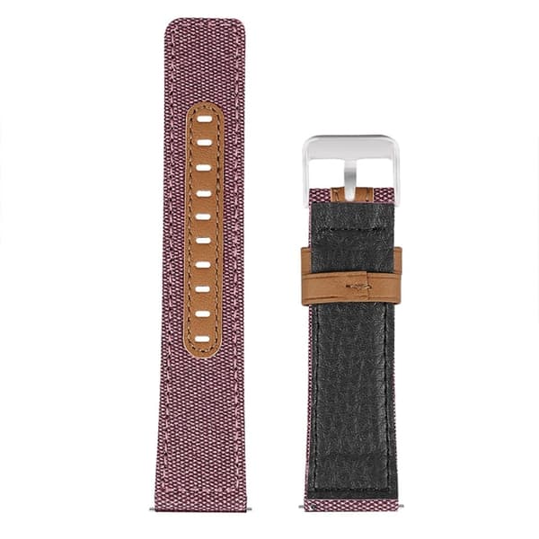 22mm Universal canvas coated urrem i ægte læder - Rose Pink