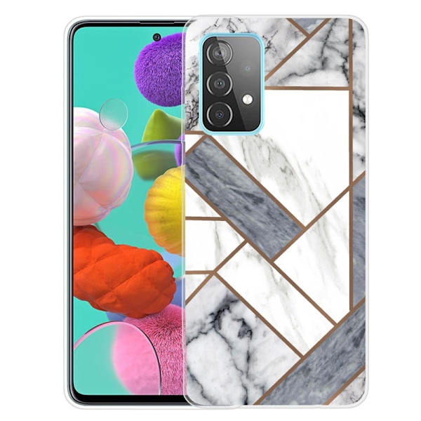 Marble Samsung Galaxy A33 5G Etui - Grå / Hvit Klinkekule Tile Silver grey