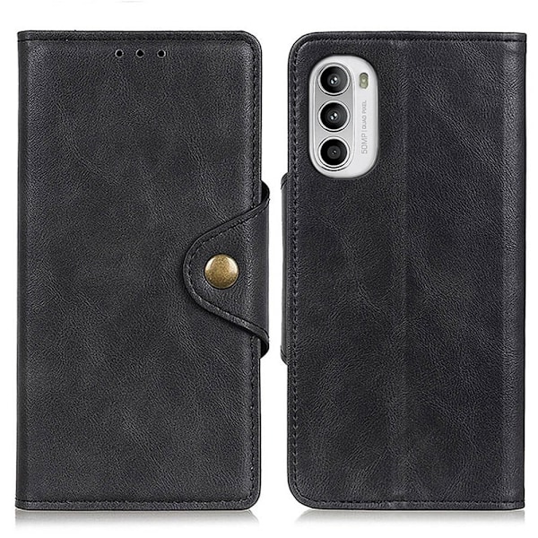 Alpha Motorola Moto G52 læder flip etui - Sort Black