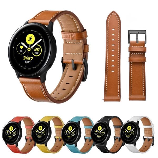 Samsung Galaxy Watch Active / Active 2 - 40mm / Active 2 - 44mm aito nahkanauha - Ruskea Brown